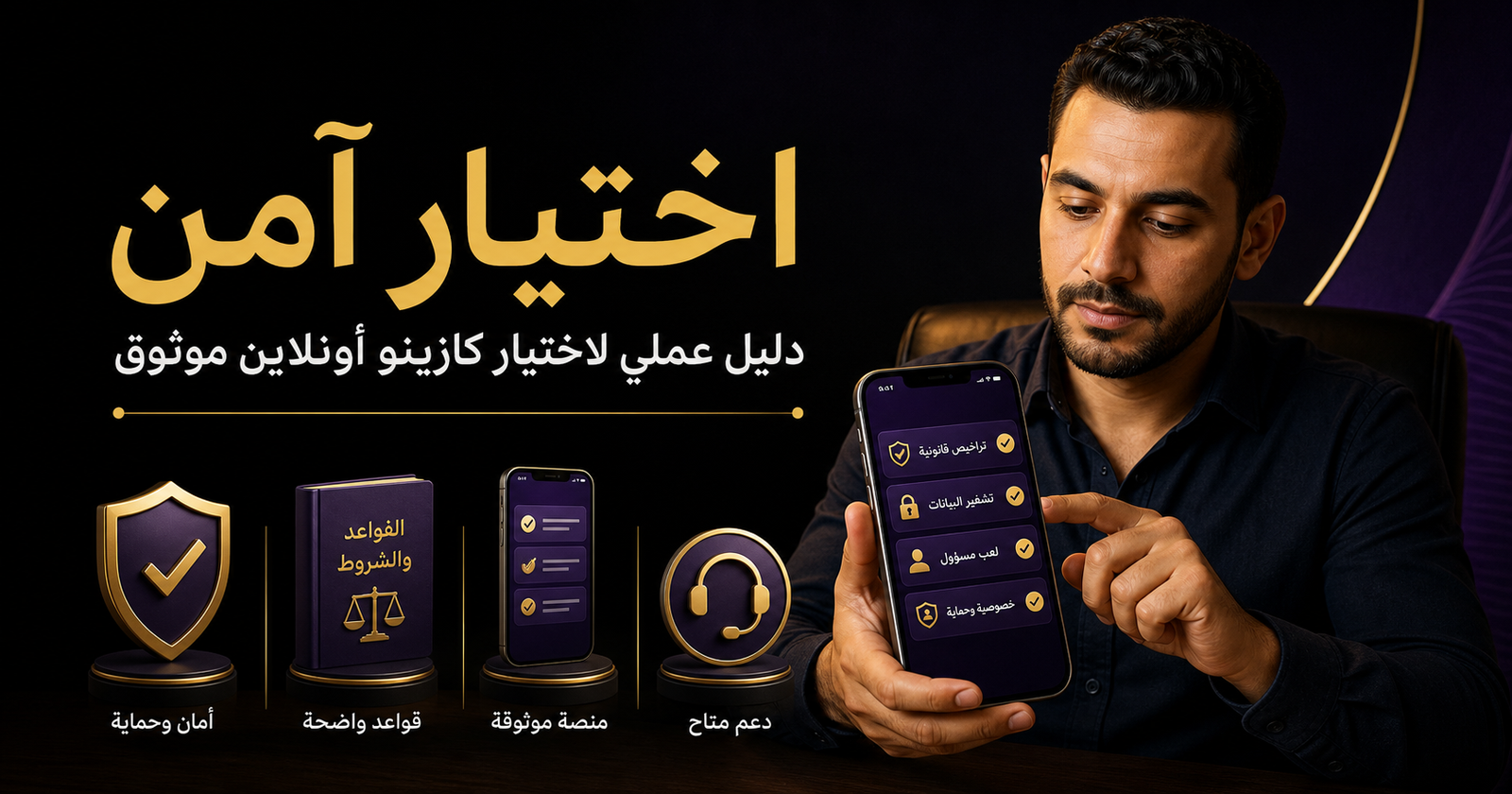 رسم توضيحي لاختيار كازينو أونلاين في مصر مع معايير أمان واضحة