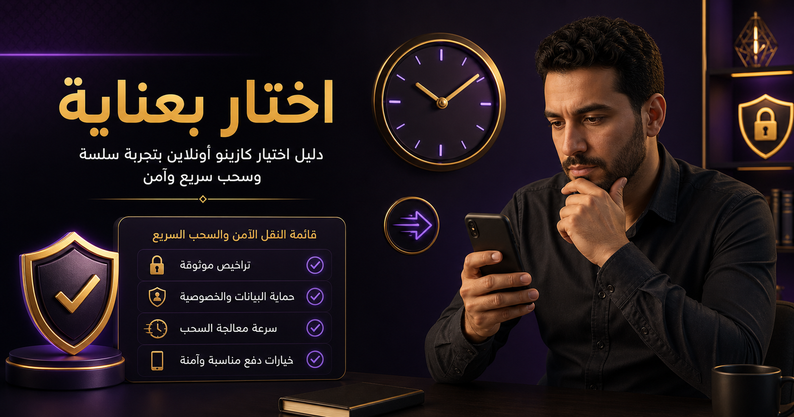 رسم توضيحي لاختيار كازينو أونلاين مع سحب سريع وآمن في مصر